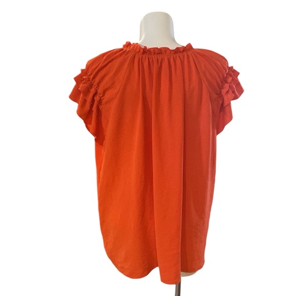 NY Collection Orange Peasant Top With Ruffled Sleeves, Size 3X, EUC - Picture 3 of 10